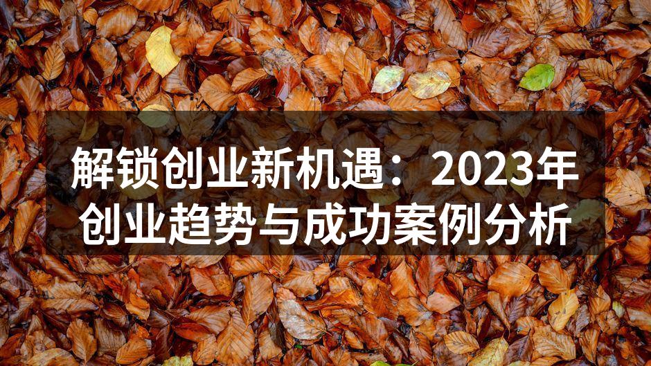 解锁创业新机遇：2023年创业趋势与成功案例分析